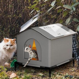 Stray Cat Houses with Mat Waterproof Winter Warm Shelter Fol
