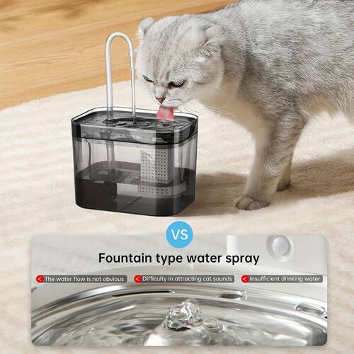 Cat Water Fountain with USB Auto Filter Recirculate Transpar