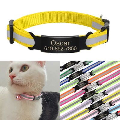 Reflective Cat Collar Engraved Safe Cats Kitten Collars with