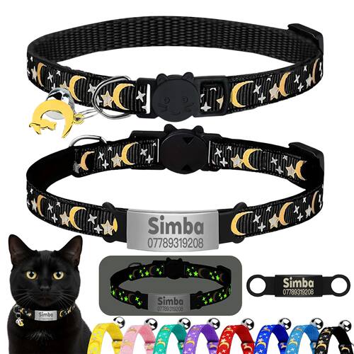 Customized Cute Glow Cat Collar Free Engraved Puppy Kitten A