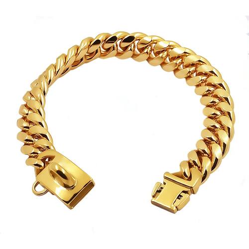 Metal Dog Collar Stainless Steel Pet Choker Gold Cuban Link