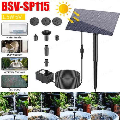 Mini Solar Fountain Pump 1.5W 5V Power Board Kit Solar Panel