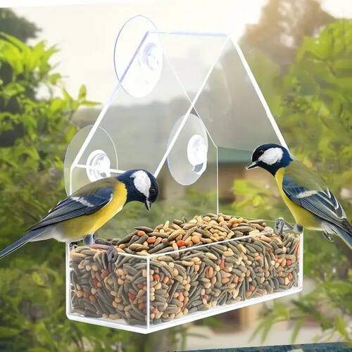 Transparent Bird Feeder Birds House for Outdoor Window Bird