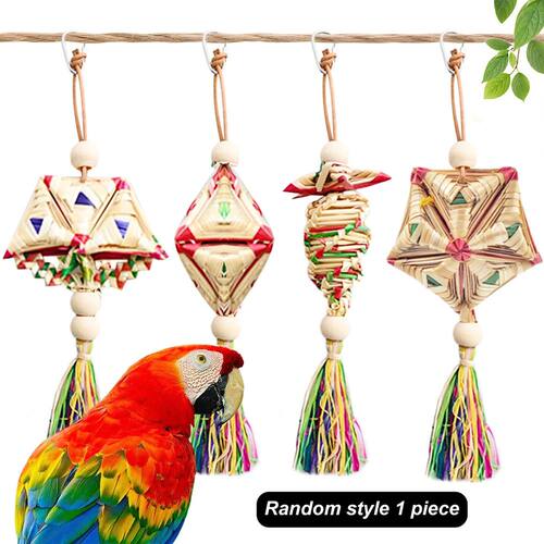 1 Pc Random Style Pet Parrot Bird Chew Toys Handmade Natural