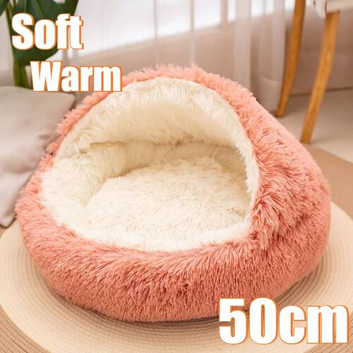 2 in 1 Soft Plush Pet Bed 50CM with Cover Round Cat Bed Pet