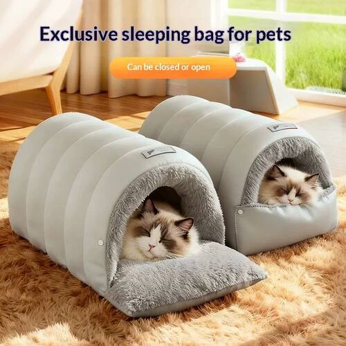 Semi enclosed leather sleeping bag Washable Cat House Waterp