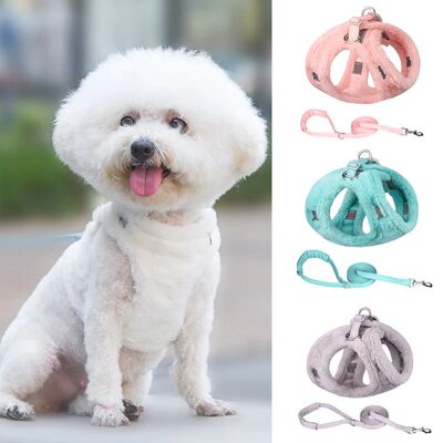Thicken Fur Puppy Dog Harness and Leash Set for Small Dogs W