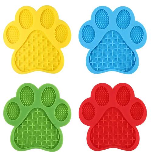 Dog Paw Silicone Pet Licking Mat Pet Slow Food Tray Dog Bath
