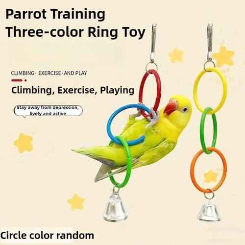 Parrot Swing Toy Bird Cage Toys with Bell Sound Colorful Cli
