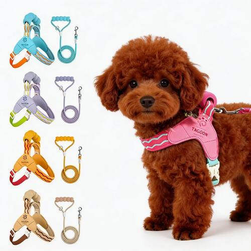Fashion  Soft Dog Harness and Leash Set - Escape Proof Vest