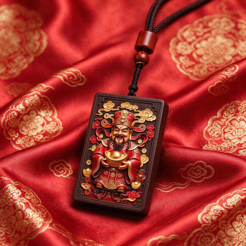 非金属木质吊坠 元宝财神国风创意复古吊坠平安幸福吉祥挂饰