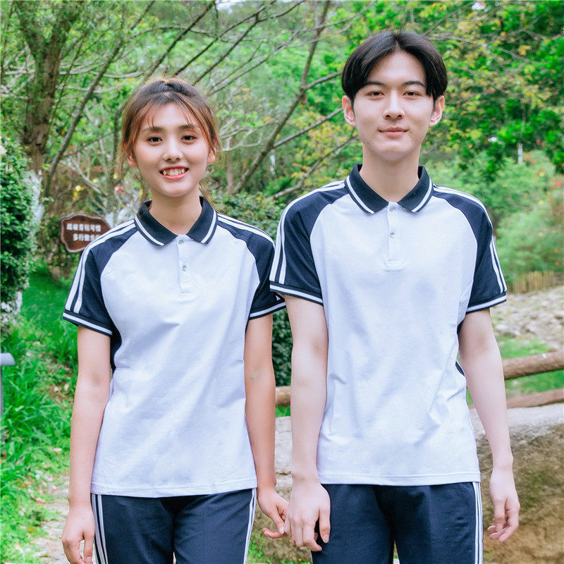 夏季校服班服套装跑步服运动服一套初中生高中学生纯棉上衣学院风