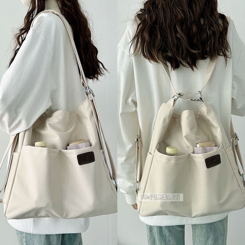 可斜挎双肩两用包2025秋三用背包大容量单肩托特包大学生上课通勤