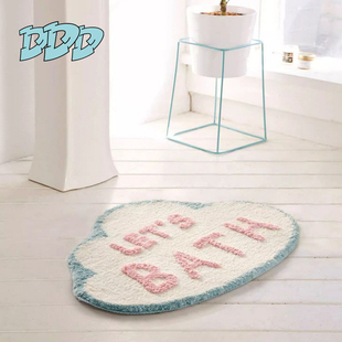 DDD北欧白色云朵植绒地毯卫生间ins可爱地垫浴室簇绒吸水卡通脚垫