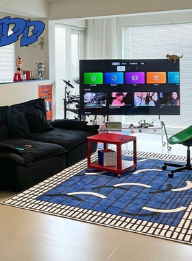 DDD 蓝色多巴胺客厅地毯高级感沙发茶几地垫耐脏易打理家用防滑毯