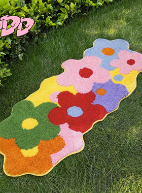 DDD 多巴胺植绒地毯异形花朵浴室吸水簇绒地垫客厅卧室可爱床边毯