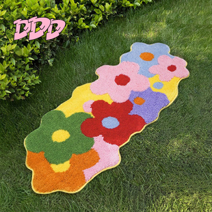 DDD 多巴胺植绒地毯异形花朵浴室吸水簇绒地垫客厅卧室可爱床边毯