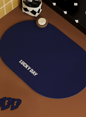 DDD新款中古风硅藻泥浴室地垫美式简约纯色防滑垫感卫生间ins脚垫