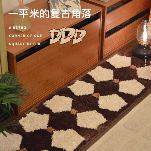 棕色复古植绒地毯客厅沙发地垫