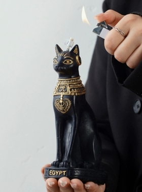 埃及猫招财猫中古摆件客厅玄关家居桌面书房复古装饰品创意摆设