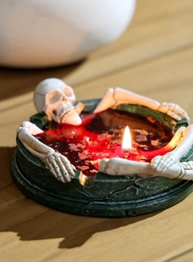 万圣节恐怖血腥泡澡骷髅香薰蜡烛跨境创意礼品桌面装饰摆件玫瑰