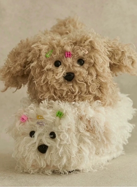 韩国小狗抽纸盒可爱毛绒卧室客厅摆件车载茶几餐厅纸巾盒