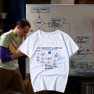 谢尔顿卡通情侣装校园潮流周边男装衣服男女社交关系图短袖T恤男t