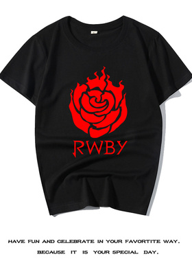 学生复古diy男款红色红玫瑰同人动漫短袖服装RWBY四色战记T恤纯棉