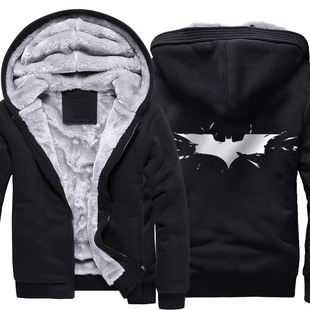 蝙蝠侠复古美式 外套男连帽卫衣超级英雄DC卡通动漫周边冬衣服加绒