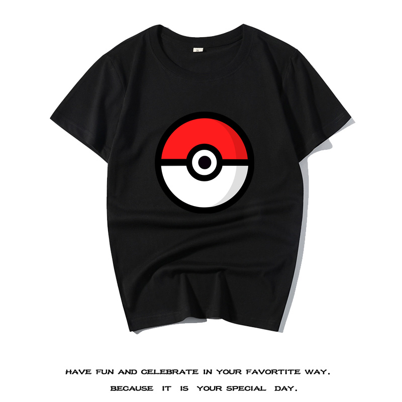 卡丘精灵球短袖t个性卡通动漫日系帅哥纯棉宠物小精灵宝可梦皮T恤
