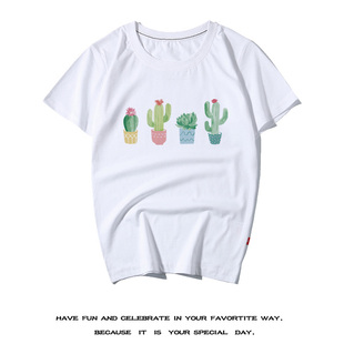 夏日系多肉植物卡通港味T恤男款半袖潮牌仙人掌仙人球夏衣服短袖