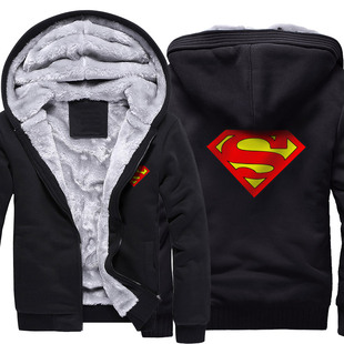 2026新款银狐绒DC英雄超人标志电影周边卫衣男加绒加厚外套上衣服