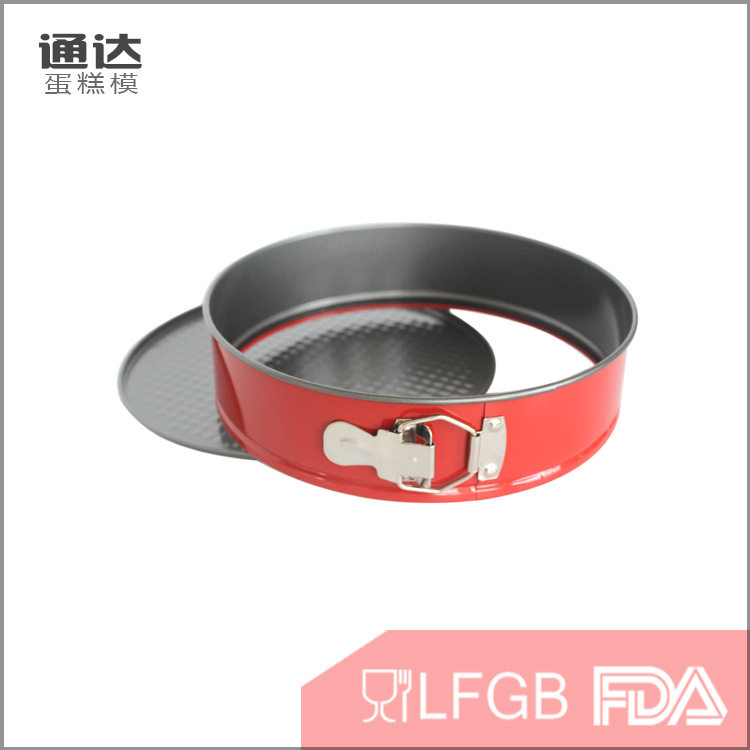 大红色彩色方圆心三件套不粘活底带扣蛋糕模具烘培工具