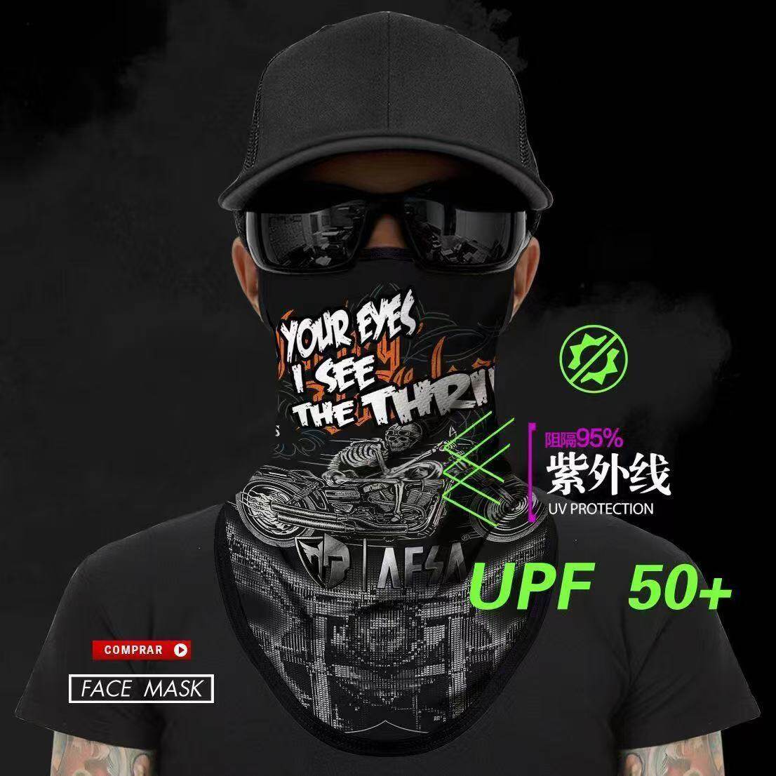骑行防晒面罩男摩托车挂耳面巾哈雷机车复古头巾夏季户外围脖头套