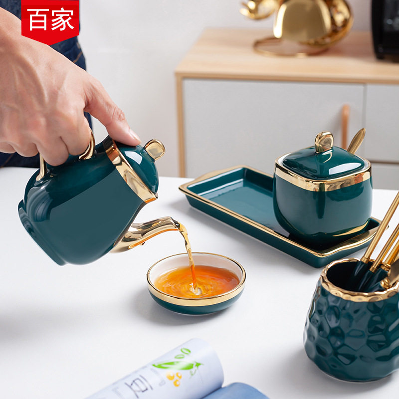陶瓷油壶醋壶家用厨房用品轻奢调料罐油瓶组合礼盒套装企业礼品