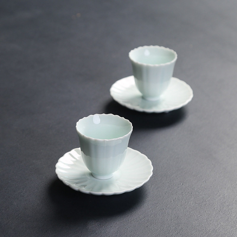 德化陶瓷茶杯垫白瓷影青釉功夫茶杯托茶道配件杯垫茶具