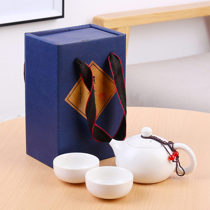 整套陶瓷定窑一壶两杯四杯便携随行旅行功夫茶具套装活动礼品茶具