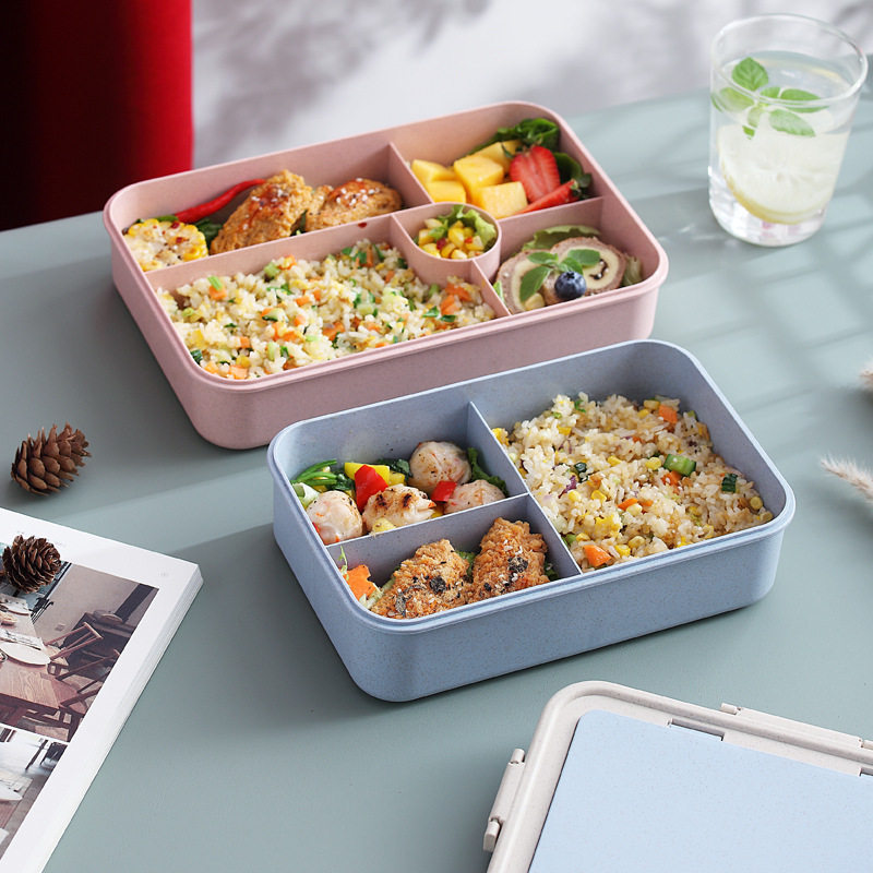 小麦餐具日式塑料饭盒 餐盒保温保鲜盒 学生午餐盒儿童分格便当盒