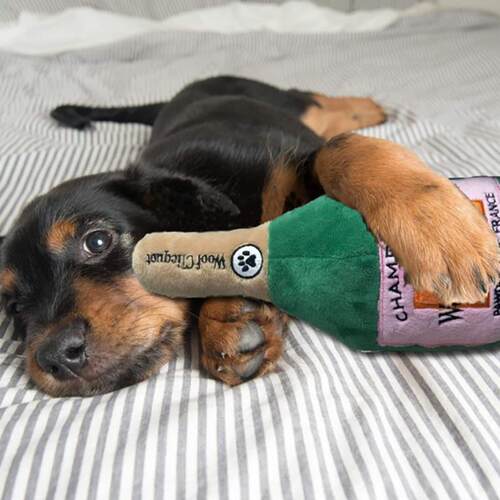 Woof Clicquot 玫瑰香槟玩具狗狗发声玩具耐咬宠物发玩具黄色酒瓶