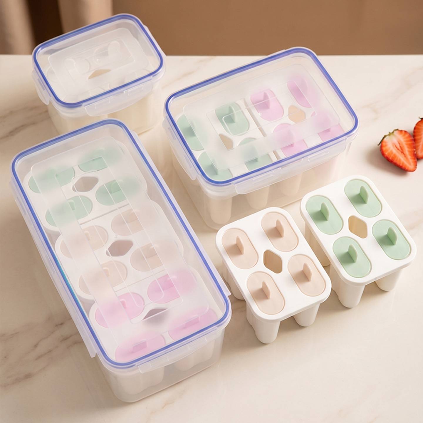 冰模冰棒雪糕模具家用冰棍冰棒冰淇淋冰块盒装带盖密封自制速冻器