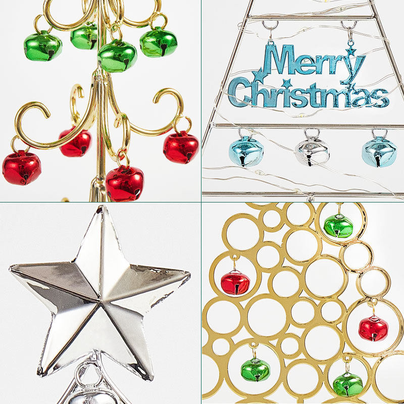 新款铁艺桌面迷你圣诞树 创意christmas tree 仿真发光圣诞铃铛树