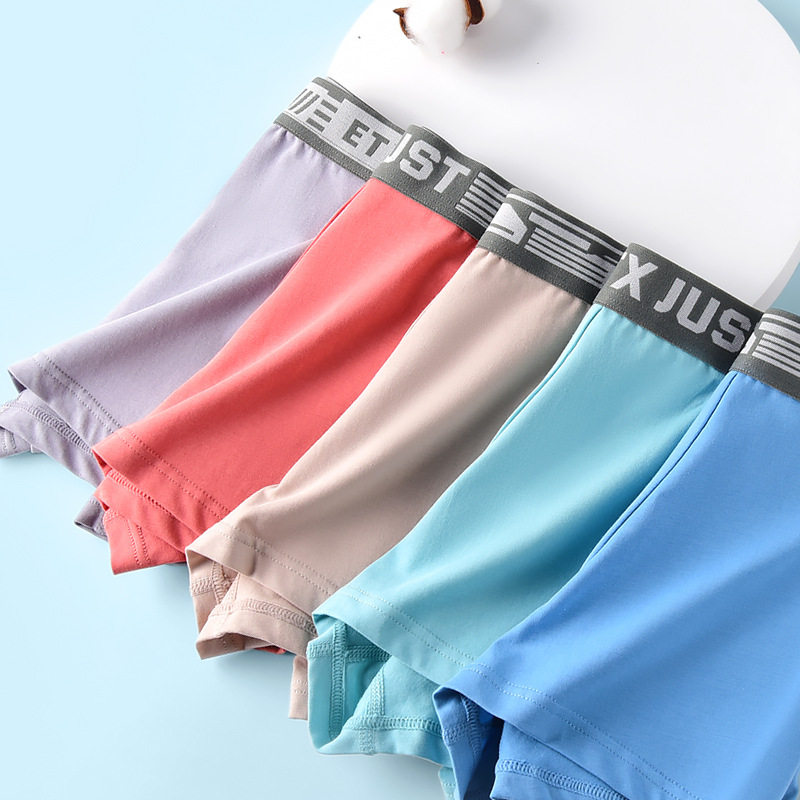 青少年平角裤A类棉男孩四角裤纯色中大童裤衩学生短裤内裤