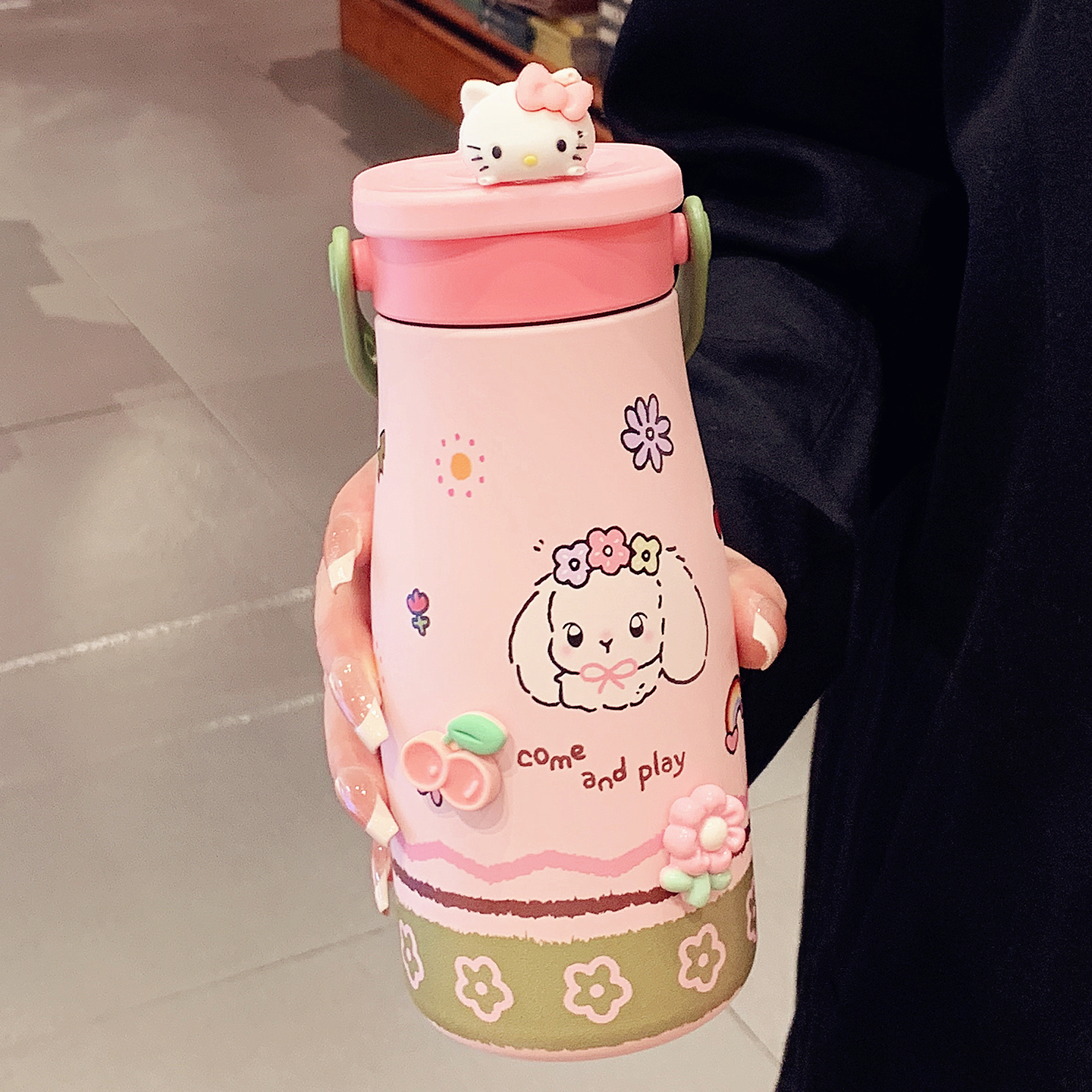 保温杯女生带吸管陶瓷内胆覆层水杯女2025新款高颜值便携双饮杯子