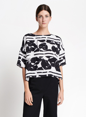 特 必收精品 欧式时尚SMD   漂亮印花 时尚廓形上衣S707