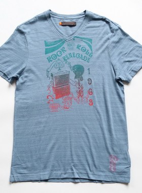 老牌英伦时尚Ben Sh*rman  舒适竹节棉 时尚印花短袖T恤 男U047