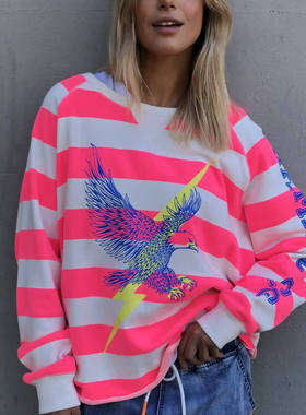 时尚单品 澳洲网红级Hamm*ll 120美金 廓形超时尚 印花卫衣女V685