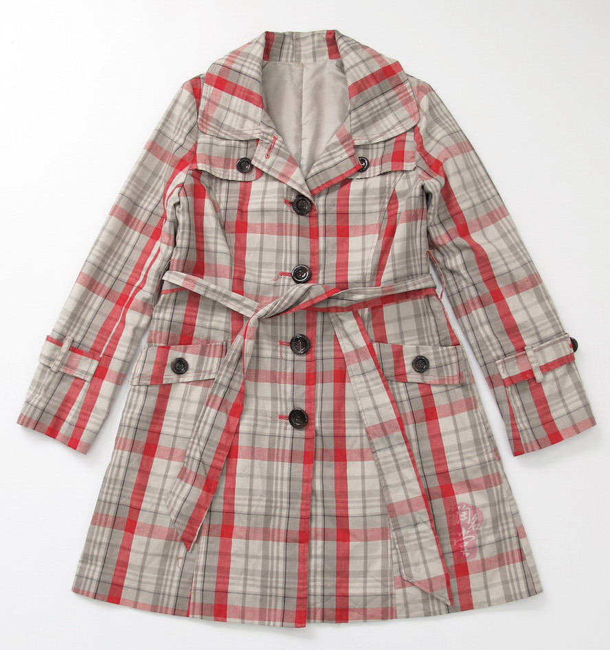 特日式精品em超漂亮女格子风衣