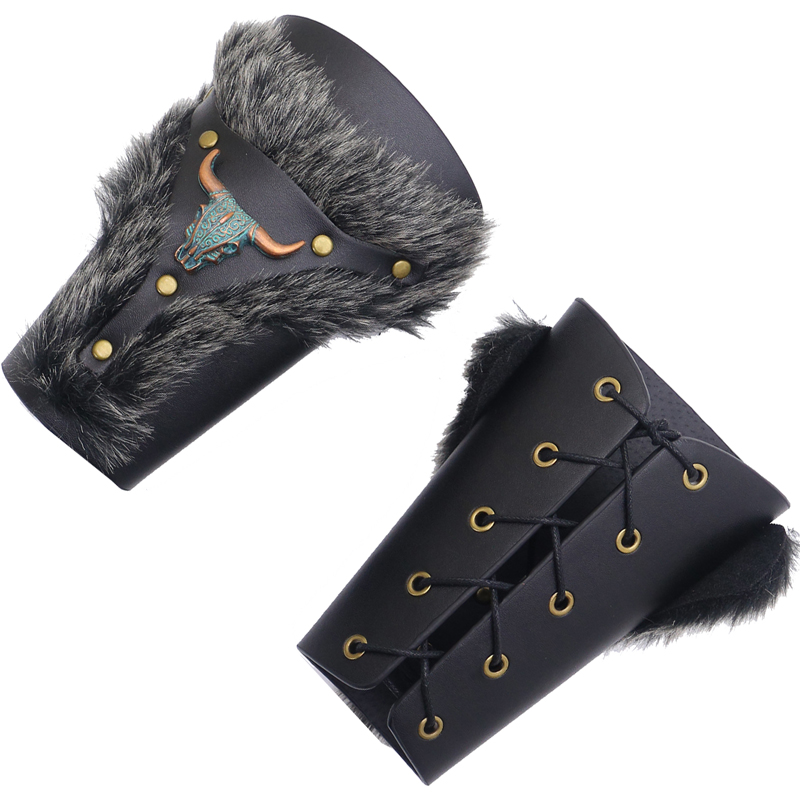 金属护腕中世纪男士皮革护腕复古朋克护手狂欢节cos古风腰带护臂