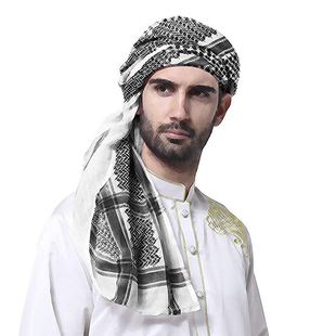 迪拜头巾旅游新款礼拜帽男士方巾头箍披肩阿拉伯民族风帽子