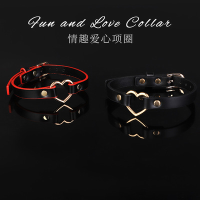 铃铛项圈女牵引链条PU皮质情侣